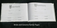 White Wedding Guest Book Register with Silver Pen Matching Stand Set 36 Lined Pages - White Ribbon and Diamante Bow Cover Kings Warehouse 