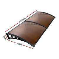 Window Door Awning 1mx2m Brown Hollow Sheet Plastic Frame Shading Kings Warehouse 