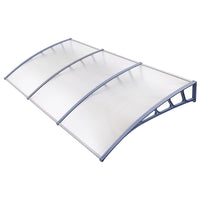 Window Door Awning Canopy 1.5mx3m Transparent Sheet Grey Plastic Frame