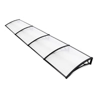 Window Door Awning Canopy 1mx4m Transparent Sheet Black Plastic Frame