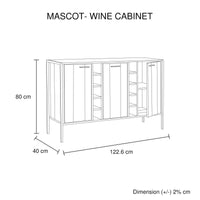 Wine Cabinet with 2 Strorage and open Selves Bar Cabinet Cupboard in Oak Colour Furniture Kings Warehouse 