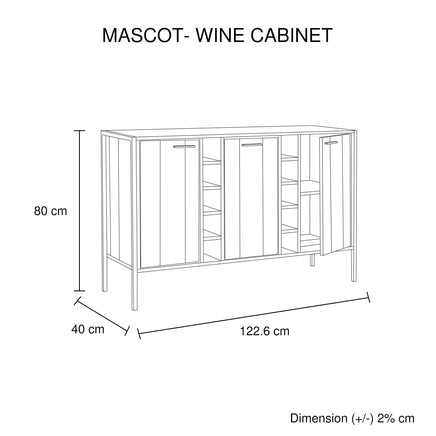 Wine Cabinet with 2 Strorage and open Selves Bar Cabinet Cupboard in Oak Colour Furniture Kings Warehouse 