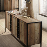 Wine Cabinet with 2 Strorage and open Selves Bar Cabinet Cupboard in Oak Colour Furniture Kings Warehouse 