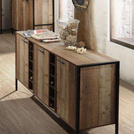 Wine Cabinet with 2 Strorage and open Selves Bar Cabinet Cupboard in Oak Colour Furniture Kings Warehouse 