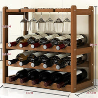 Wine Rack Free Standing 15 Bottles with 6 Glasses Holder Bamboo Wine Storage Home & Garden Kings Warehouse 