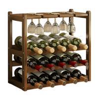 Wine Rack Free Standing 15 Bottles with 6 Glasses Holder Bamboo Wine Storage Home & Garden Kings Warehouse 