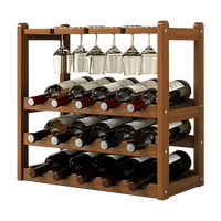 Wine Rack Free Standing 15 Bottles with 6 Glasses Holder Bamboo Wine Storage Home & Garden Kings Warehouse 