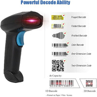 Wireless Barcode QR Bar Code Screen Scanner Data 1D 2D Reader USB Cable Mobile Payment Store Kings Warehouse 