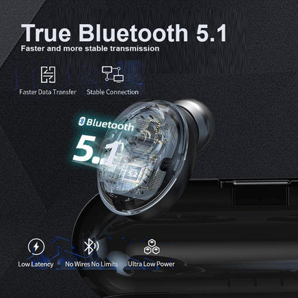 Wireless Bluetooth 5.1 Earphones Headphones Earbuds Headset Electronics Kings Warehouse 