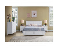 Wisteria Bed Frame Double Size Mattress Base Storage Drawer Timber Wood - White Kings Warehouse 