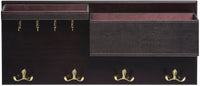 Wood Entryway Coat Rack with 2 Leather Tray(Brown) living room Kings Warehouse 