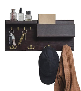 Wood Entryway Coat Rack with 2 Leather Tray(Brown) living room Kings Warehouse 