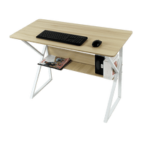 Wood & Metal Computer Desk with Shelf Home Office Furniture