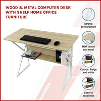 Wood & Metal Computer Desk with Shelf Home Office Furniture Furniture Kings Warehouse 