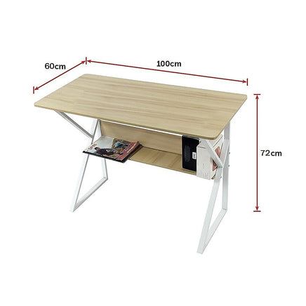 Wood & Metal Computer Desk with Shelf Home Office Furniture Furniture Kings Warehouse 