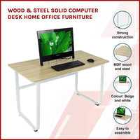 Wood & Steel Solid Computer Desk Home Office Furniture Furniture Kings Warehouse 