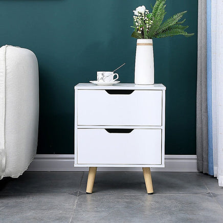 Wooden Bedside Table 2 Drawers Cabinet Storage Night Stand Furniture Kings Warehouse 