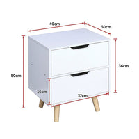 Wooden Bedside Table 2 Drawers Cabinet Storage Night Stand Furniture Kings Warehouse 