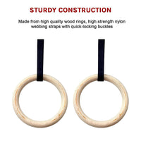 Wooden Gymnastic Rings Olympic Gym Strength Training Sports & Fitness Kings Warehouse 