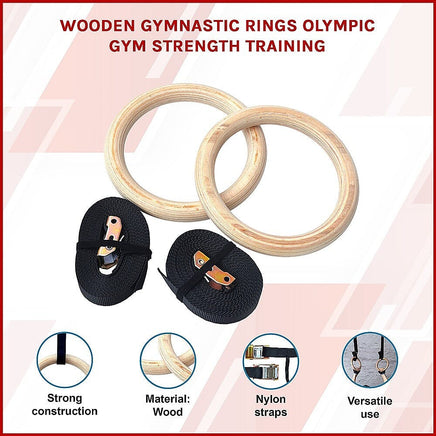 Wooden Gymnastic Rings Olympic Gym Strength Training Sports & Fitness Kings Warehouse 