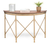Wooden Hallway Console Table Half Round Shape in French Brass Finish Kings Warehouse 