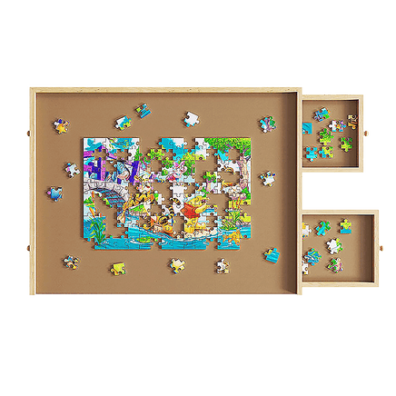 Wooden Jigsaw Puzzle Table Board Storage Table Tray Puzzle For Adult Kid Baby & Kids Kings Warehouse 