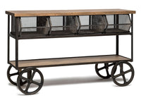 Wooden Kitchen Island Trolley Cart on Wheels with Drawers and 3 Level Storage Furniture Kings Warehouse 