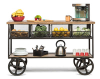 Wooden Kitchen Island Trolley Cart on Wheels with Drawers and 3 Level Storage Furniture Kings Warehouse 