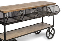 Wooden Kitchen Island Trolley Cart on Wheels with Drawers and 3 Level Storage Furniture Kings Warehouse 