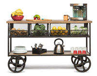 Wooden Kitchen Island Trolley Cart on Wheels with Drawers and 3 Level Storage Kings Warehouse 