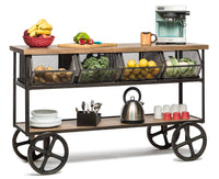 Wooden Kitchen Island Trolley Cart on Wheels with Drawers and 3 Level Storage Kings Warehouse 