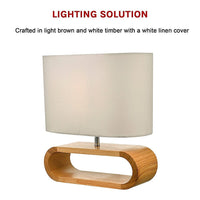 Wooden Modern Table Lamp Timber Bedside Lighting Desk Reading Light Brown White KingsWarehouse 