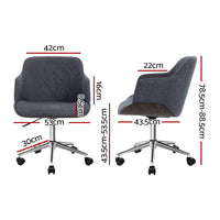 Wooden Office Chair Fabric Seat Grey Furniture Kings Warehouse 