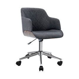 Wooden Office Chair Fabric Seat Grey Furniture Kings Warehouse 