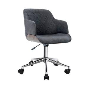 Wooden Office Chair Fabric Seat Grey Furniture Kings Warehouse 