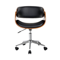 Wooden Office Chair Leather Seat Black Furniture Kings Warehouse 