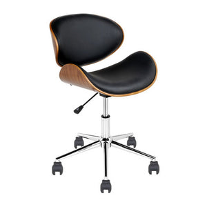 Wooden Office Chair Leather Seat Black Furniture Kings Warehouse 