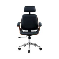 Wooden Office Chair Leather Seat Black Furniture Kings Warehouse 