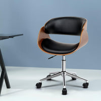 Wooden Office Chair Leather Seat Black Furniture Kings Warehouse 