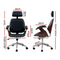 Wooden Office Chair Leather Seat Black Furniture Kings Warehouse 