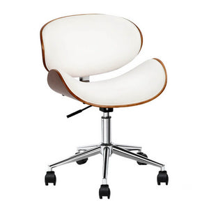 Wooden Office Chair Leather Seat White Furniture Kings Warehouse 