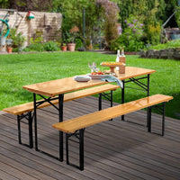 Wooden Outdoor Foldable Bench Set - Natural Easter Eggciting Deals Kings Warehouse 