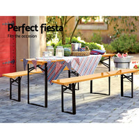 Wooden Outdoor Foldable Bench Set - Natural Easter Eggciting Deals Kings Warehouse 