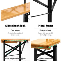 Wooden Outdoor Foldable Bench Set - Natural Easter Eggciting Deals Kings Warehouse 