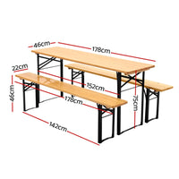 Wooden Outdoor Foldable Bench Set - Natural Easter Eggciting Deals Kings Warehouse 