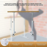 Wooden Portable Ballet Bar Stretch Barre Dance Bar 1.5M Freestanding Ballet Bar Sports & Fitness Kings Warehouse 