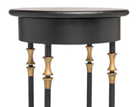 Wooden Round Gold Black Side Table with Finial Legs Kings Warehouse 