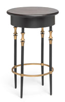 Wooden Round Gold Black Side Table with Finial Legs Kings Warehouse 