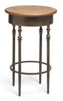 Wooden Round Side Table with Finial Legs in Dark French Brass Finish Furniture Kings Warehouse 