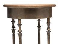 Wooden Round Side Table with Finial Legs in Dark French Brass Finish Furniture Kings Warehouse 